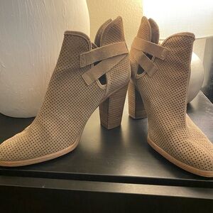 Vince Camuto Taupe Perforated Heeled Boots